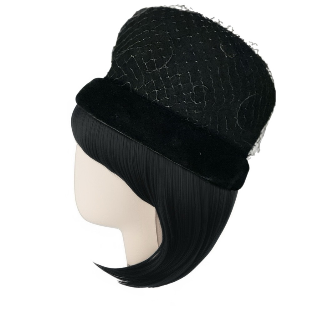 Vintage Henry Pollak Wool Bubble Hat w Polka Dot Details and Netting
